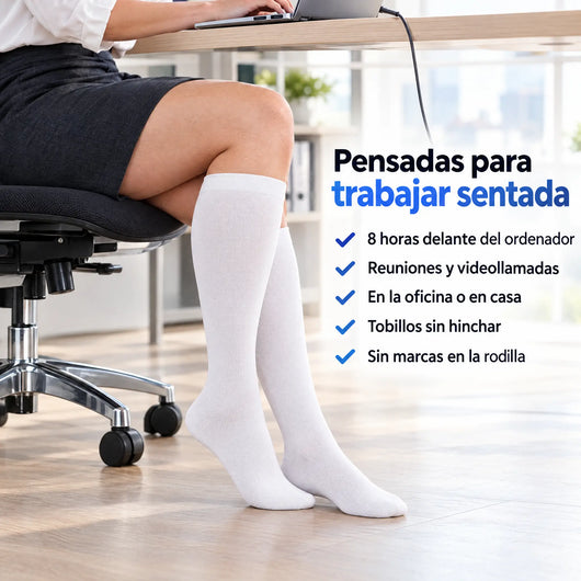 Pensadas para trabajar sentada: medias de compresión Serenity para trabajar sentada