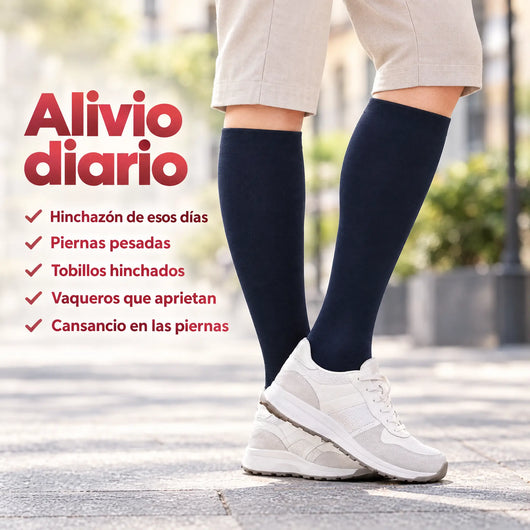 Alivio diario con las medias de compresión Serenity para los días de retención