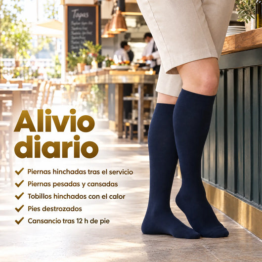 Alivio diario con las medias de compresión Serenity para hostelería